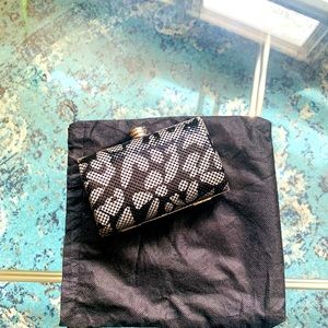 ✨Jessica McClintock✨Black & Gray Metal Mesh Bag W/Dusk Bag